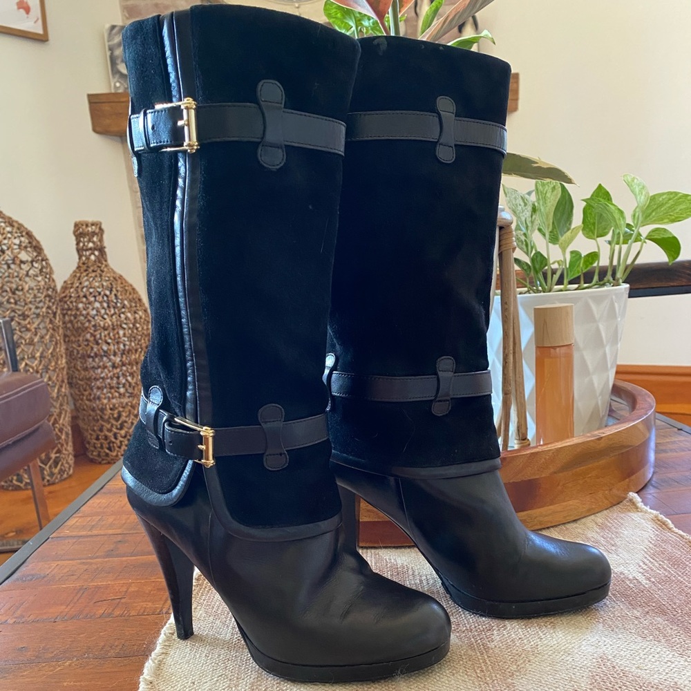 Cole Haan Suede and Leather Slouch Boot